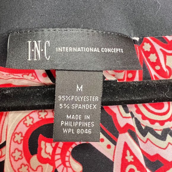 I.N.C Empire Waist Bell Sleeve Midi Dress Paisley Print Red/Black Size M - Picture 5 of 6